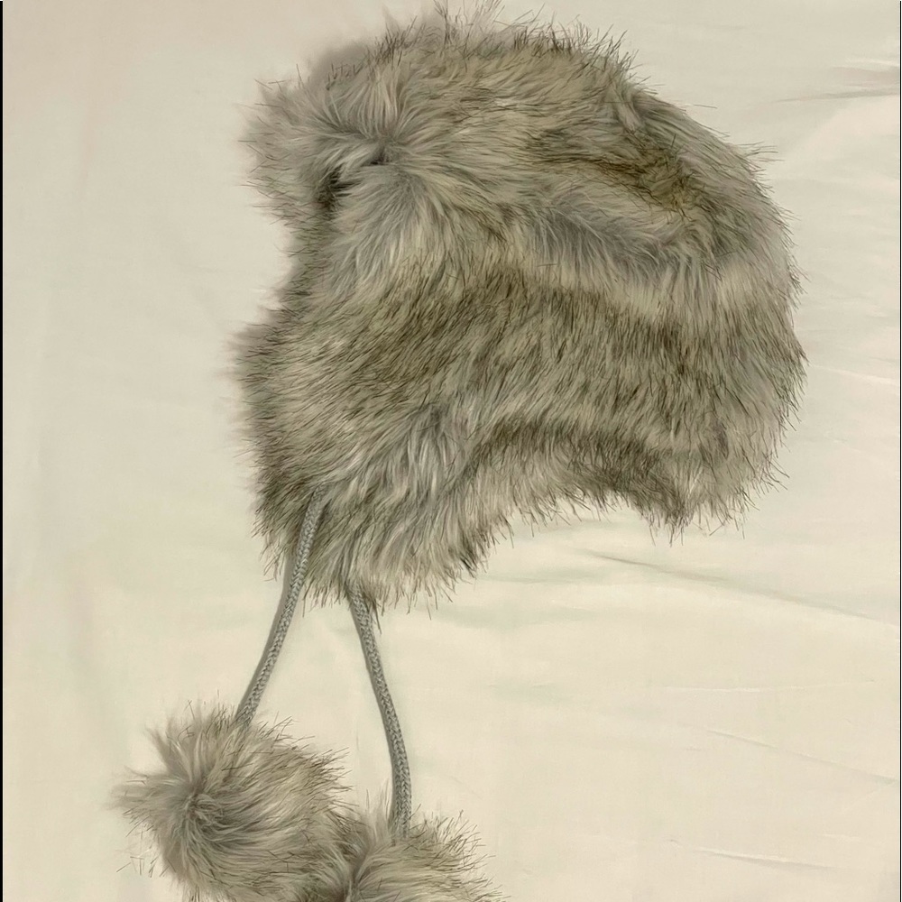 Hollister faux fur winter hat with pom pom